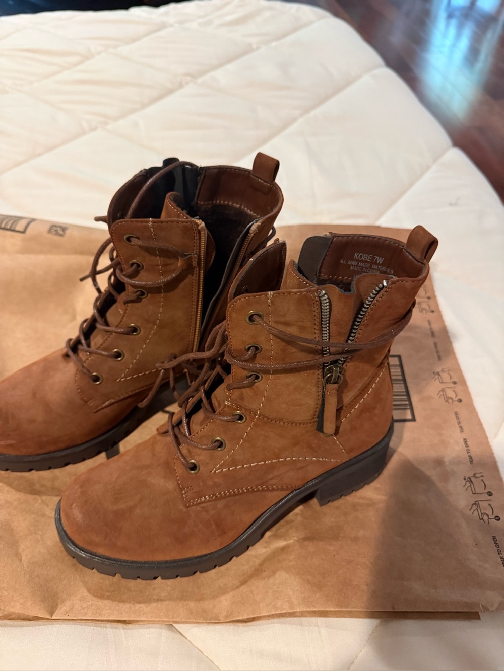 Never worn Dunes Kobe™ Brown Suede Lace-Up Heeled Ankle Boots